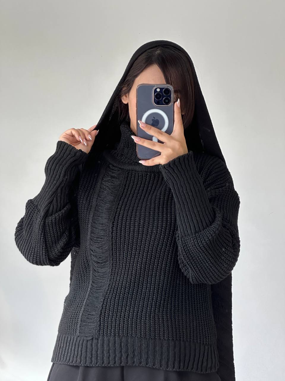 بافت یقه اسکی زاپ دار ترمه